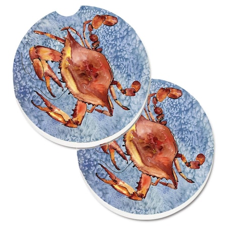 Carolines Treasures Crab Set of 2 Cup Holder Car Coaster 8147CARC